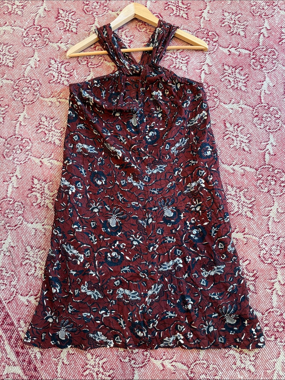 Isabel Marant Burgundy Floral Halter Mini Dress size XS